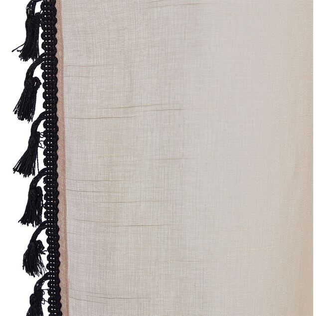 Voilage polyester 140x240cm bordure pompons noir