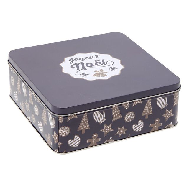 Bo&icirc;te carr&eacute;e en m&eacute;tal pour g&acirc;teaux de No&euml;l