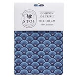 Coupon tissu imprim&eacute; Fortuna 70x100cm coton bleu marine et bleu