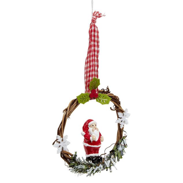 Couronne en bois &agrave; suspendre No&euml;l