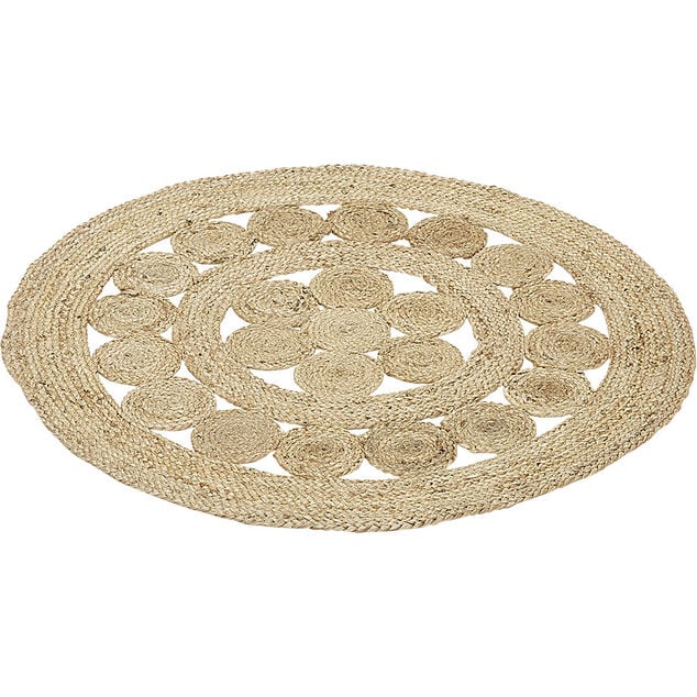 Tapis rond ajouré jute naturel