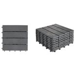 Dalle de jardin carr&eacute;e clipsable effet bois noir 30x30cm x8