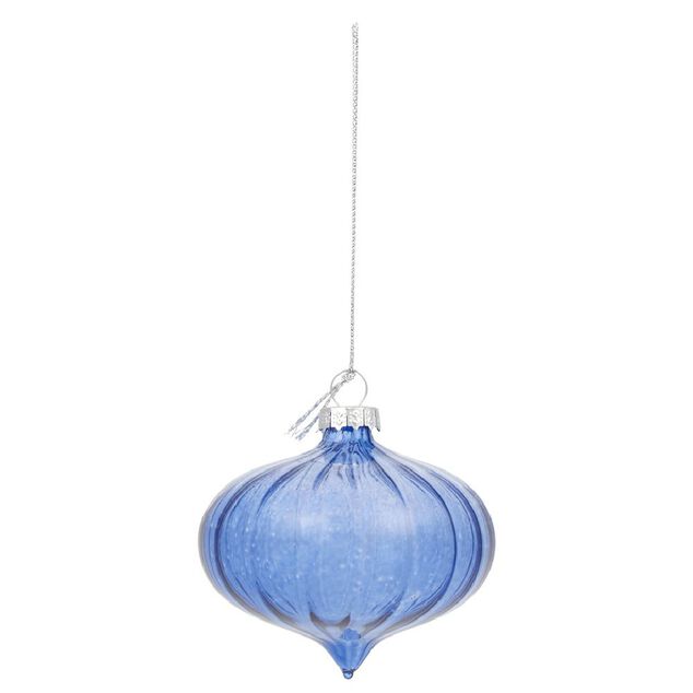 Boule de No&euml;l en verre bleu &Oslash;10 cm