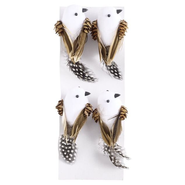 Oiseaux d&eacute;coratifs x4 &agrave; clipser