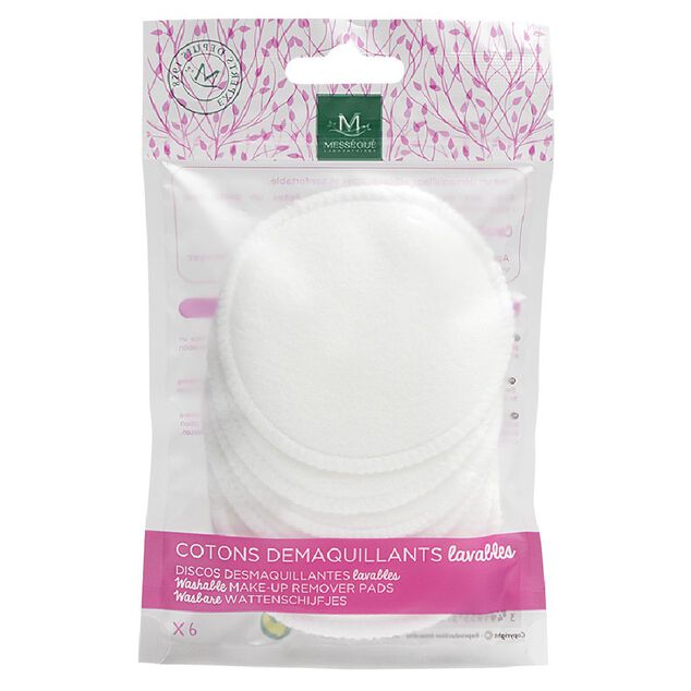 Lingette d&eacute;maquillante coton r&eacute;utilisable x6