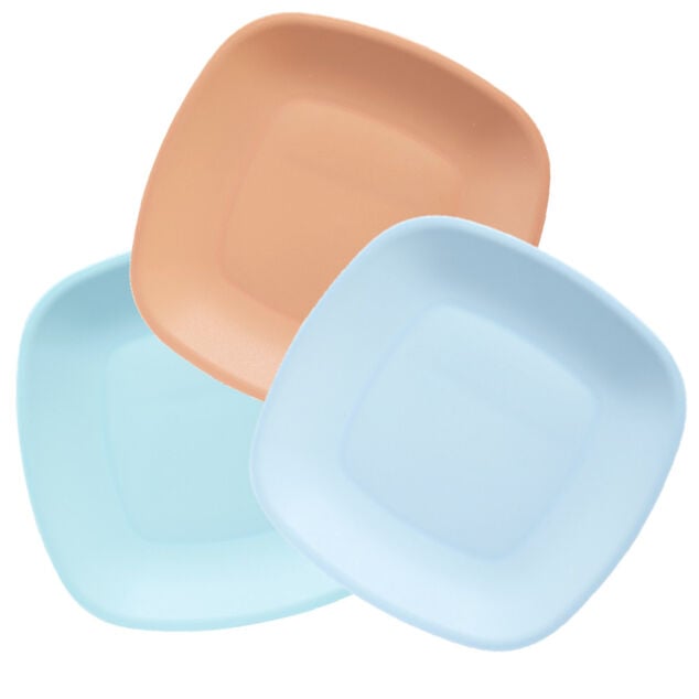 Lot de 3 assiettes color&eacute;es en plastique rigide