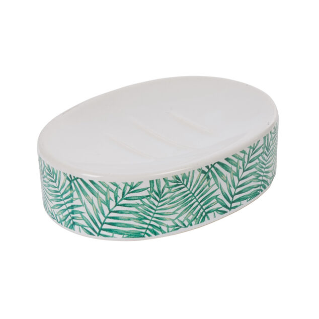 Porte savon Jungle imprim&eacute; tropical feuillage vert