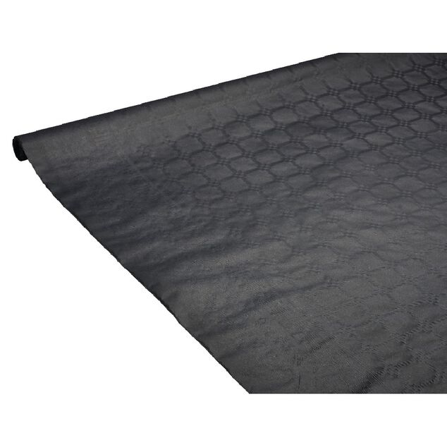Nappe damass&eacute;e noire en papier 6 m