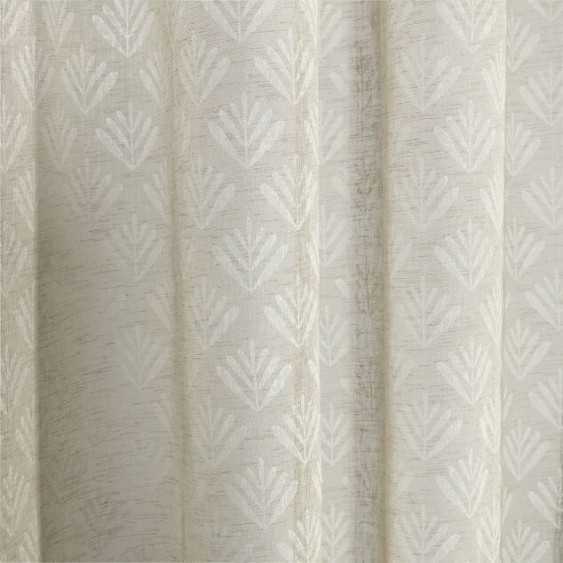 Voilage &agrave; oeillets imprim&eacute; feuilles taupe 140x240cm