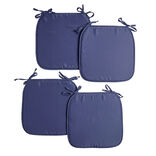 Lot de 4 galettes de chaise 38x38cm polyester bleu