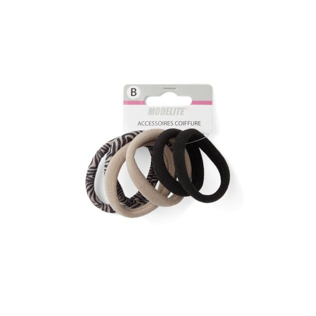 Lot de 6 &eacute;lastiques mousse beige et noir
