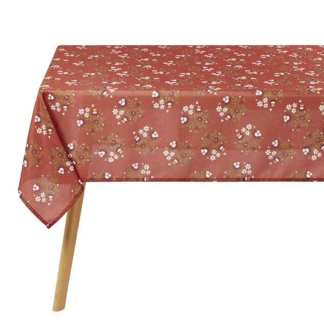 Nappe rectangulaire polyester motif floral orange 150x250cm