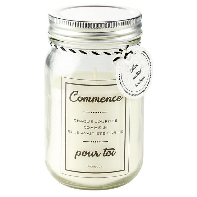 Bougie parfum&eacute;e dans bocal en verre avec message