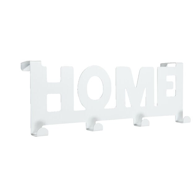 Crochet de porte HOME en m&eacute;tal blanc ou noir 36,5x16,5cm - 2 mod&egrave;les