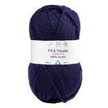 Pelote de fil &agrave; tricoter acrylique bleu marine 144m 100Gr