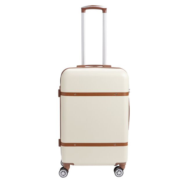 Valise cabine plastique ABS beige et marron avec cadenas 67x26xH44cm