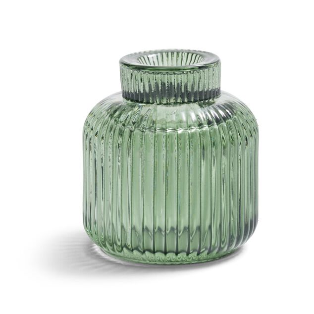 Bougeoir verre double usage vert &Oslash;7xH8,5cm