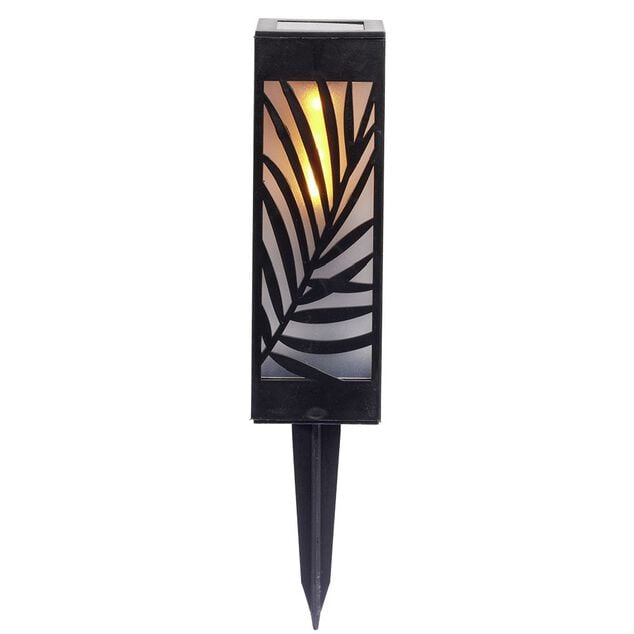 Borne solaire effet flamme &agrave; planter ou poser 6x6xH27cm
