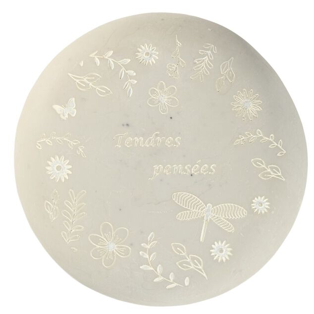 Pierre d&eacute;cor fun&eacute;raire polyr&eacute;sine avec message &Oslash;15cm