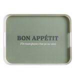 Plateau de service Bon appétit en mélaminé vert 29x39cm