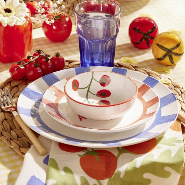 Sali&egrave;re et poivri&egrave;re c&eacute;ramique forme tomate rouge et jaune &Oslash;6xH4,5cm