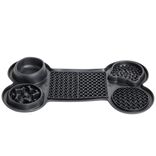 Tapis gamelle chien léchage et anti glouton forme os noir 37,8x22,3xH4cm