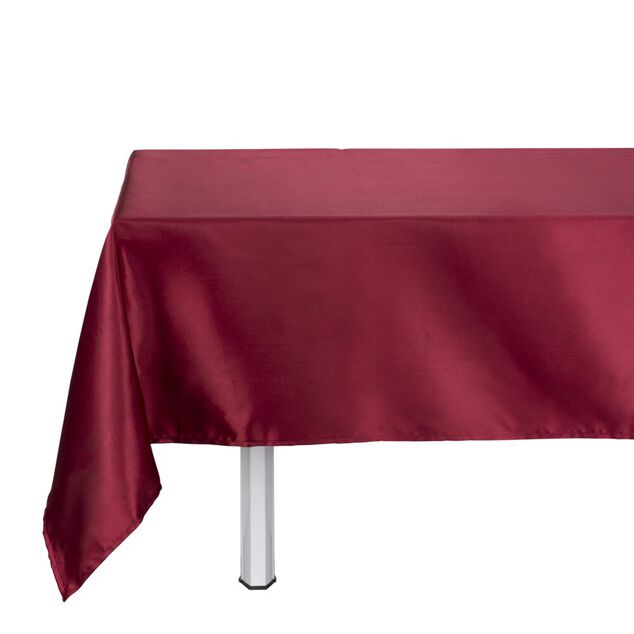 Nappe rectangulaire satin&eacute; rouge 140x250cm
