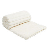 Plaid flanelle stries en relief beige 130x160cm