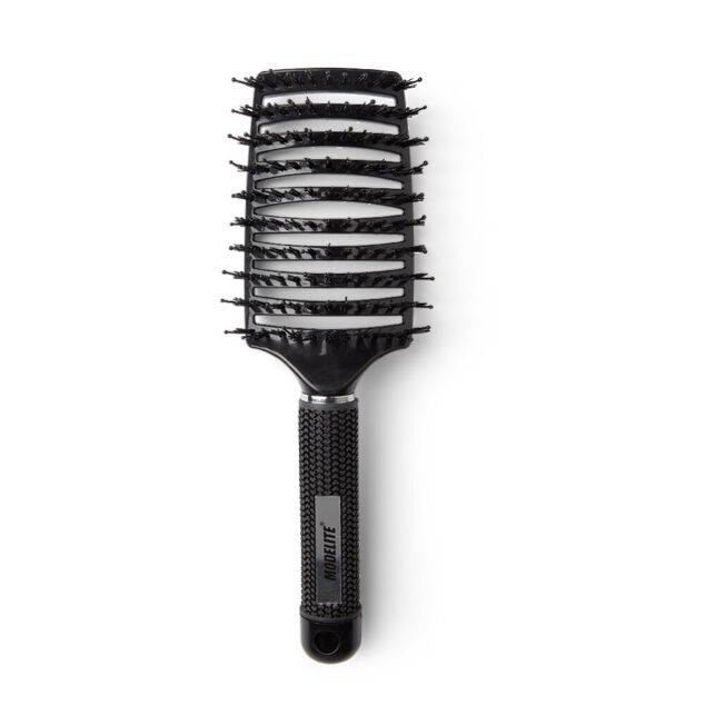 Brosse &agrave; cheveux incurv&eacute;e d&eacute;m&ecirc;lage et lissage PVC noir