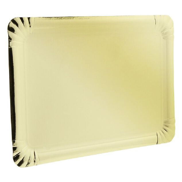 Plateau rectangulaire en carton dor&eacute; x5