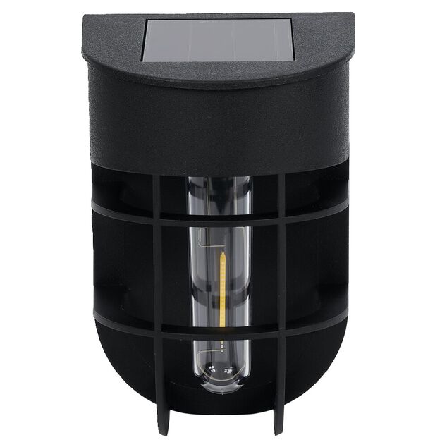 Lampe solaire plastique noir 9,5x8xH14,5cm