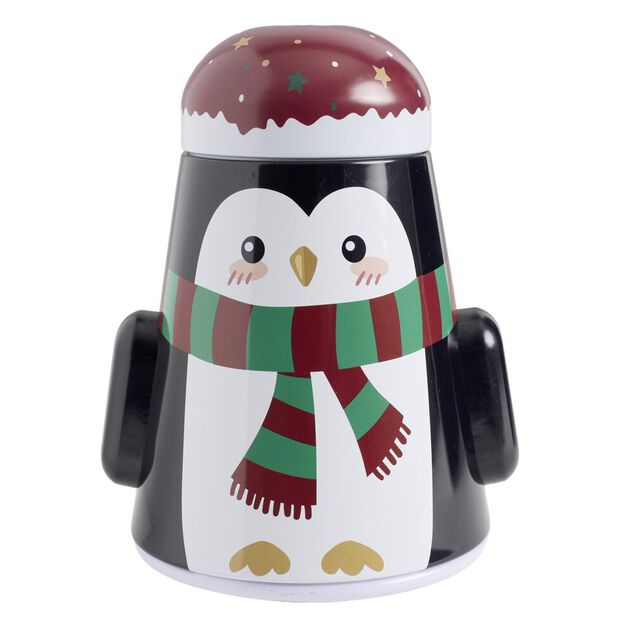 Bo&icirc;te alimentaire culbuto forme personnage hiver L12X10XH15 cm (2 mod&egrave;les P&egrave;re No&euml;l ou pingouin)