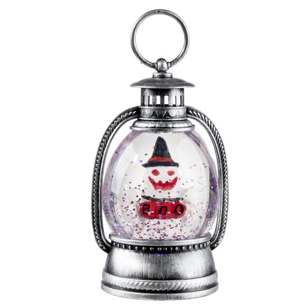 Lanterne d&eacute;co LED Halloween fant&ocirc;me boule &agrave; neige 8x6xH12cm
