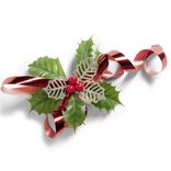 Décoration de Noël noeud et houx H20,5 cm - 3 coloris