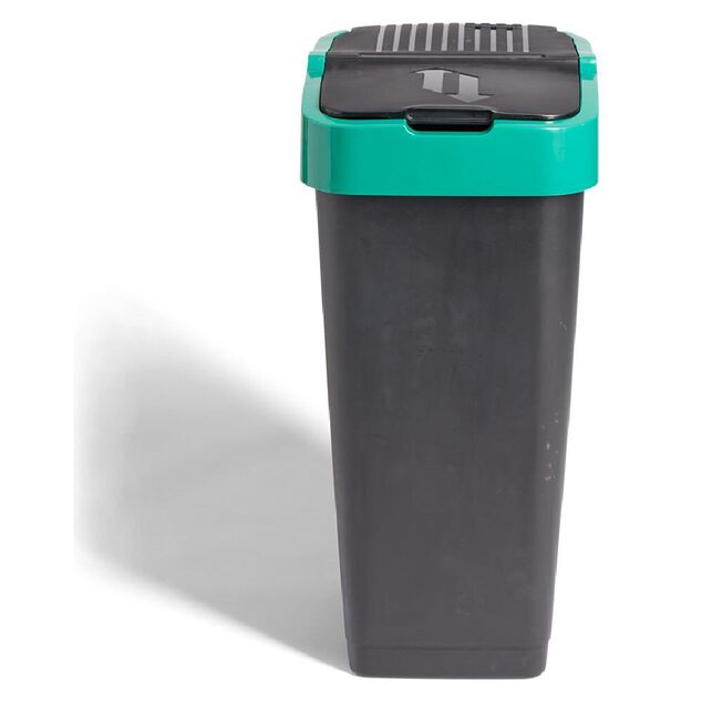 Poubelle de tri pour verre 60L plastique vert et noir