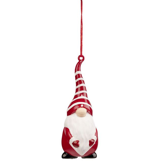 Gnome &agrave; suspendre rouge et blanc H.10,5 cm x5