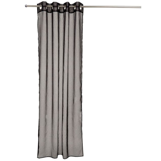 Voilage &agrave; oeillets noir uni 100% polyester 140x240cm