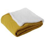 Plaid gaze de coton et sherpa 130x160cm jaune