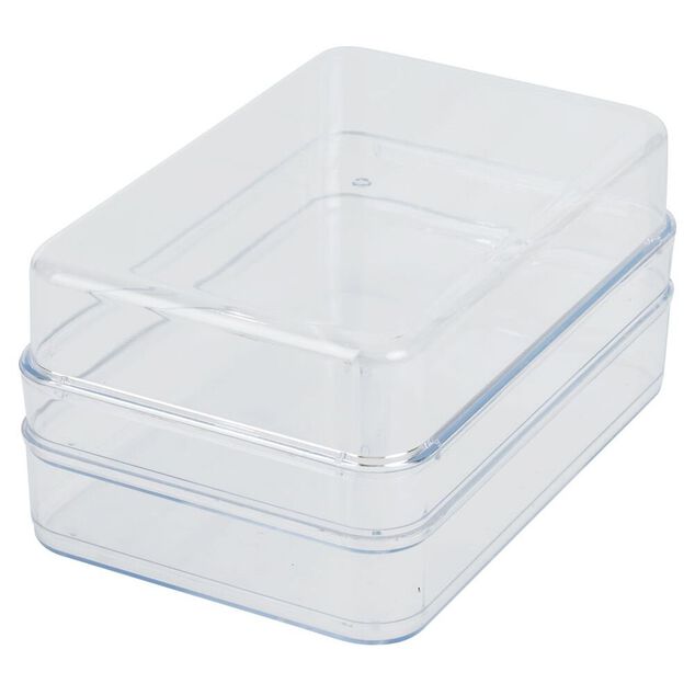 Boîte transparente à 2 niveaux pour frigo 2,5L - L.21,5x14,5xH10,5cm