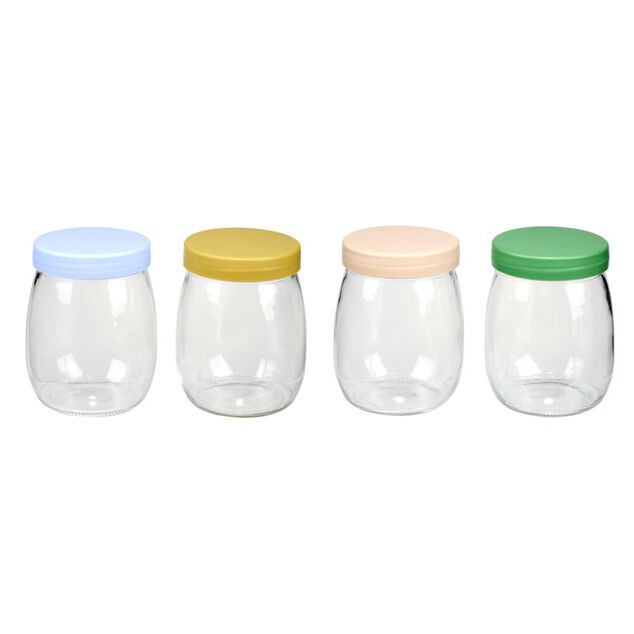 Bocal alimentaire x4 verre couvercle plastique 700ml