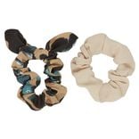 Chouchou noeud beige et motif l&eacute;opard x 2