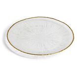 Assiette dessert ronde verre transparent rebord dor&eacute; &Oslash;21cm