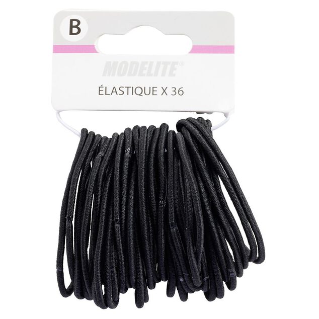 &Eacute;lastique fin sans m&eacute;tal noir x36