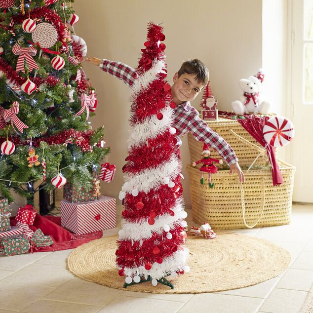 Sapin de No&euml;l artificiel POP UP rouge et blanc &Oslash;30xH120cm