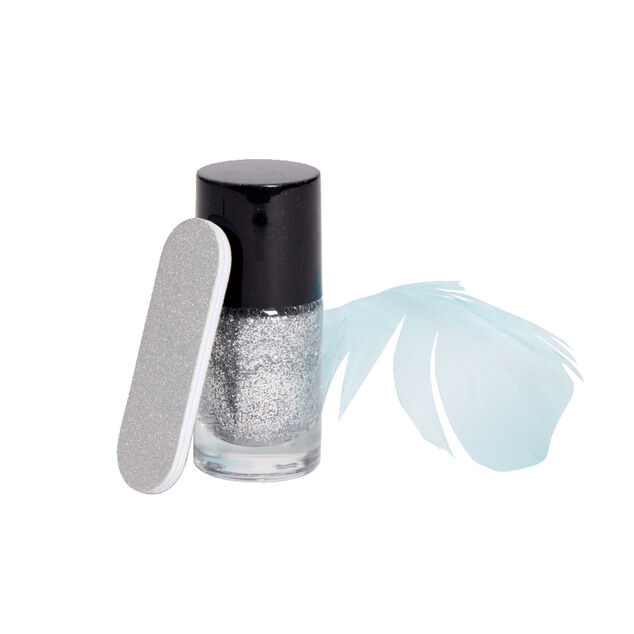 Boule coffret cadeau lime et vernis paillet&eacute; gris &Oslash;8cm