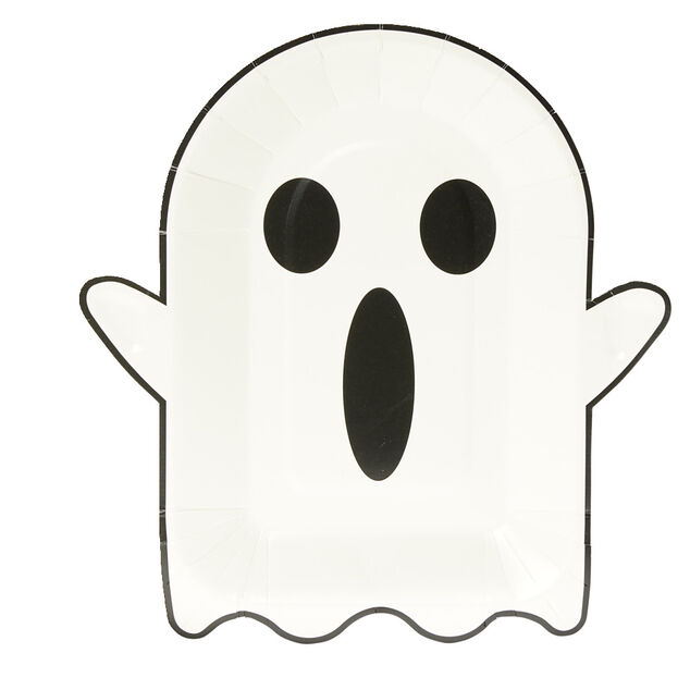 Lot de 8 assiettes en carton &Oslash;23cm design fant&ocirc;me Halloween