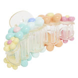 Pince à cheveux plastique avec fleurs multicolores 10x4,5xH4,5cm