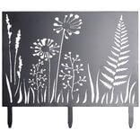 Bordure de jardin m&eacute;tal gris motif v&eacute;g&eacute;tal ajour&eacute; L50xH43cm