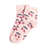 Chaussettes fille rose motifs cerises T26/35