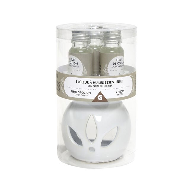 Set de br&ucirc;leur et 3 huiles essentielles - 4 parfums